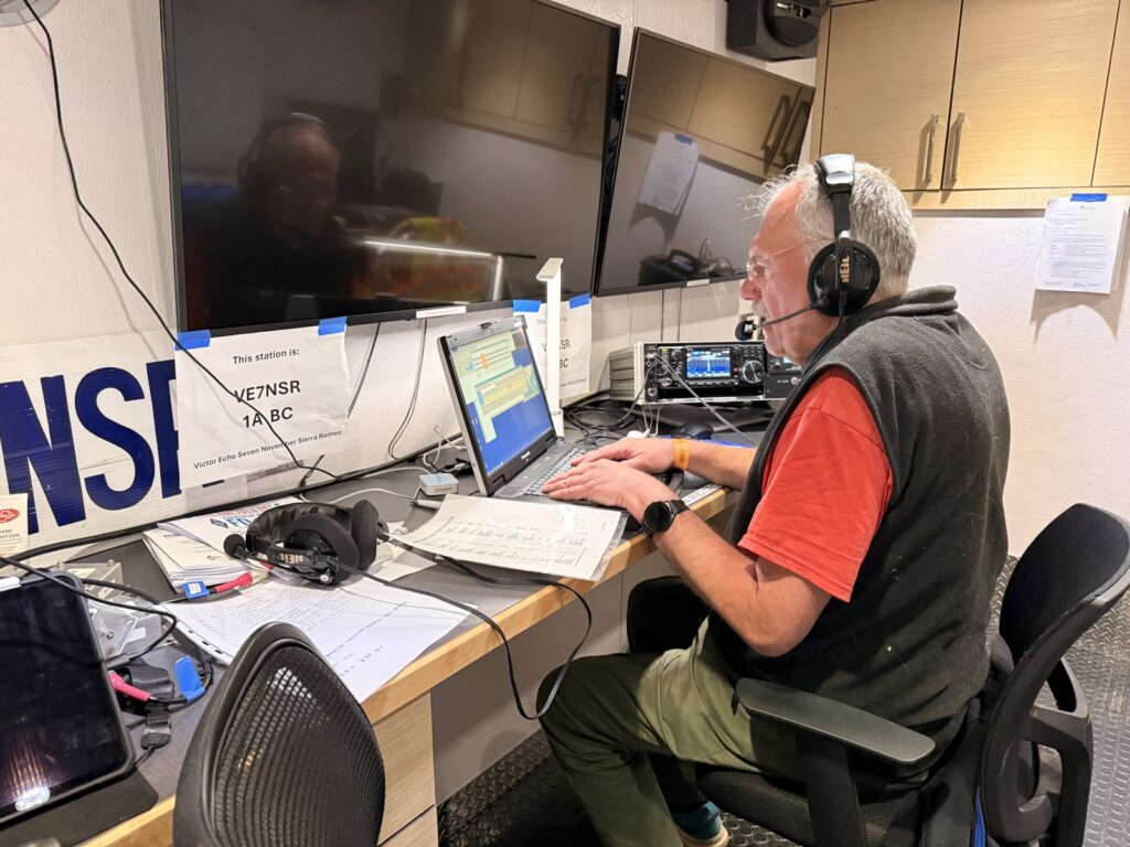 In the hot seat at the VE7NSR operating position.
